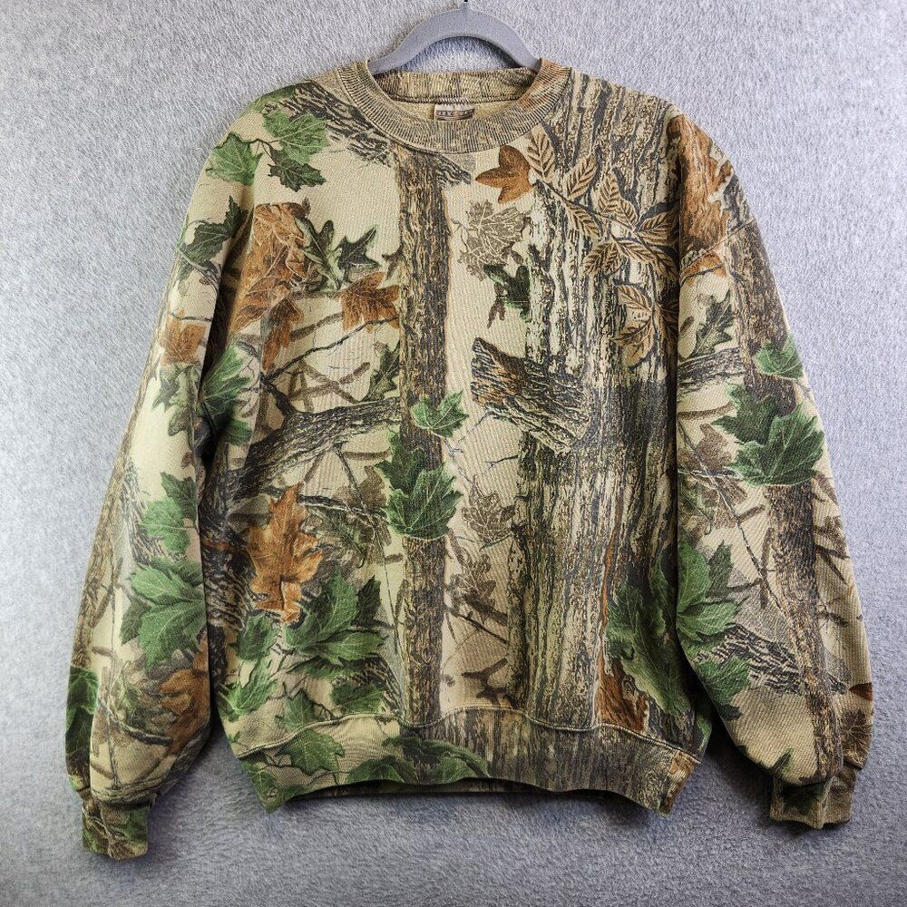 Vintage Jerzees Outdoors Camo Sweatshirt Mens XL Realtree 90s Fleece USA Made